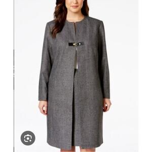 Calvin Klein Women’s 100% Linen Long Blazer Gray Size 4 Workwear Academia Preppy